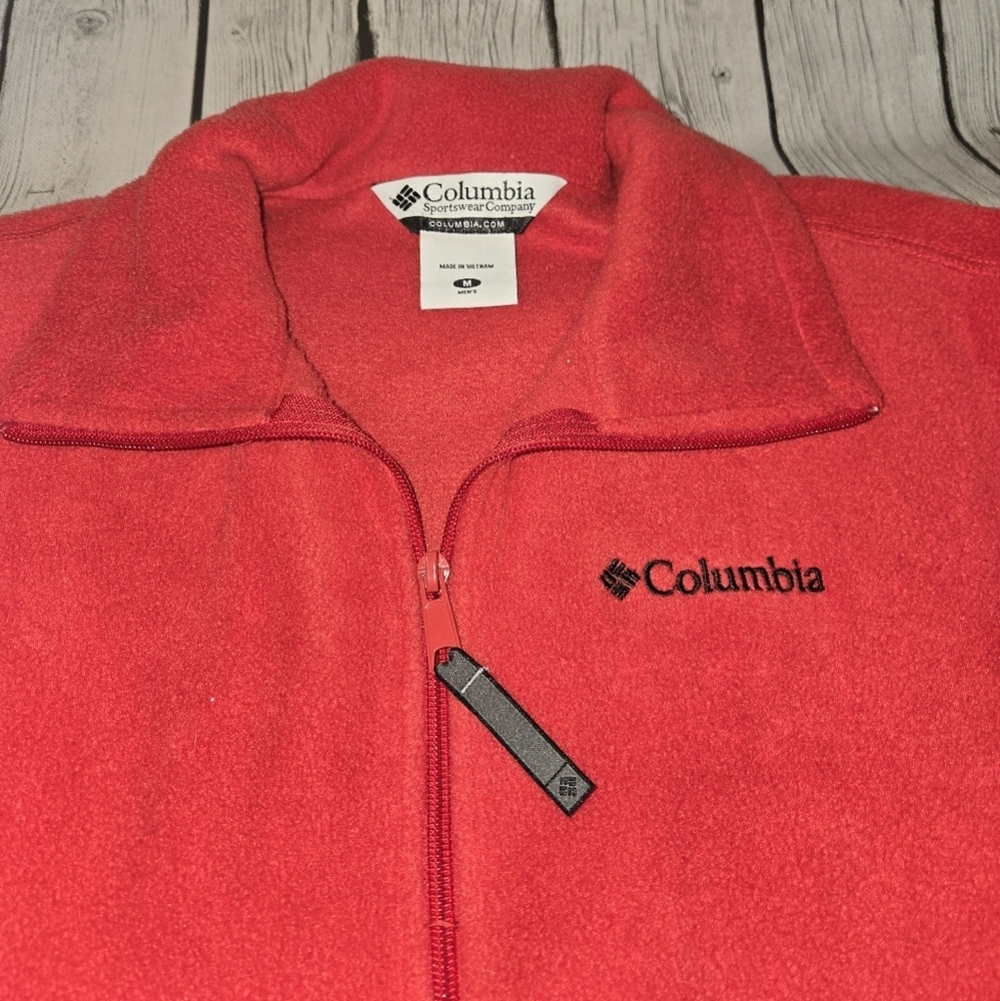 Columbia Mens Medium Red Full Zip Fleece Vest - Picture 2 of 7